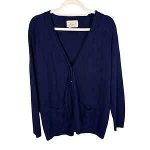 Vintage Tradition Navy Women's Cardigan Size L Classic Knit Minimalist Cozy